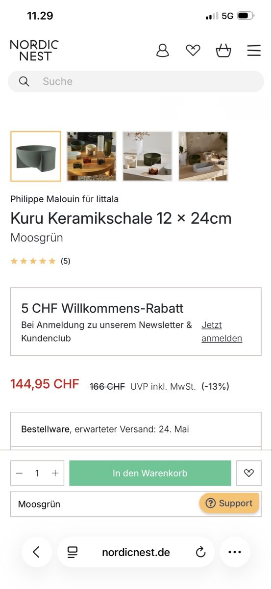 Ciotole: Iittala Kuru Schale  – Nuovo e nell'imballaggio originale da Zürich venduto da Koivusaari 6