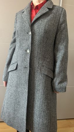 Manteau gris motif chevrons Country Collection L 100% laine