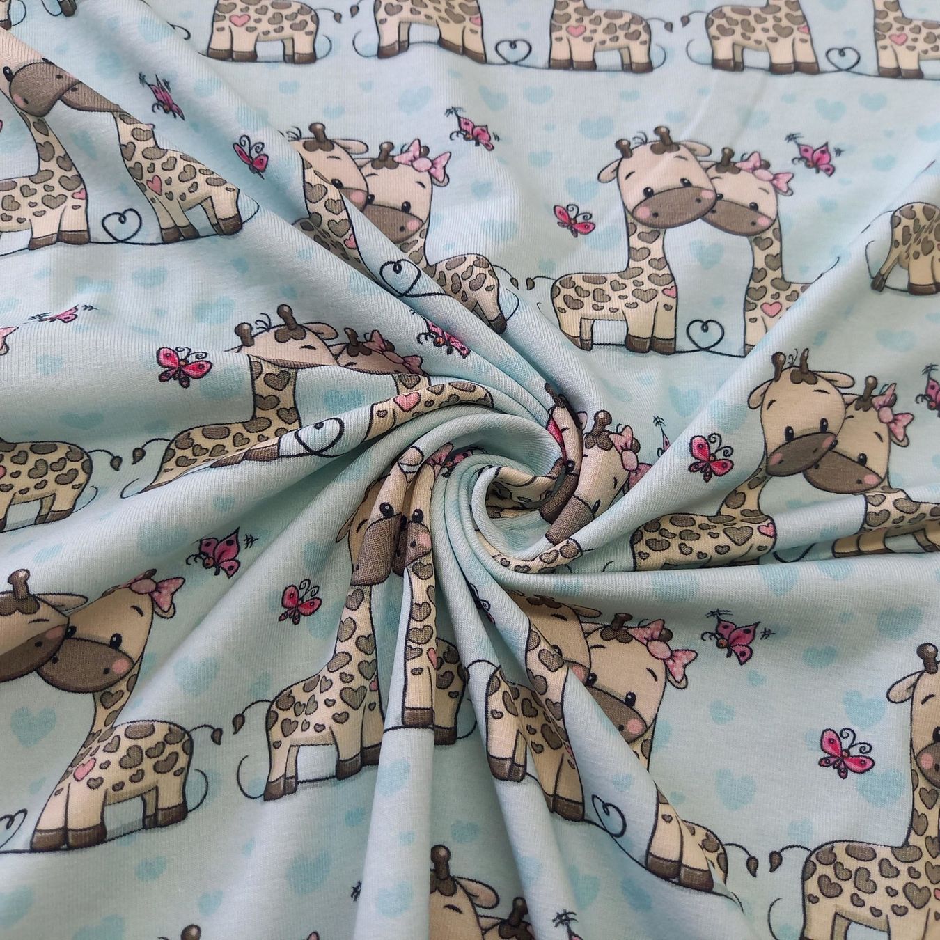 Tessuti: Jersey Giraffe hellblau – Nuovo e nell'imballaggio originale da Winterthur venduto da Kimbana 2