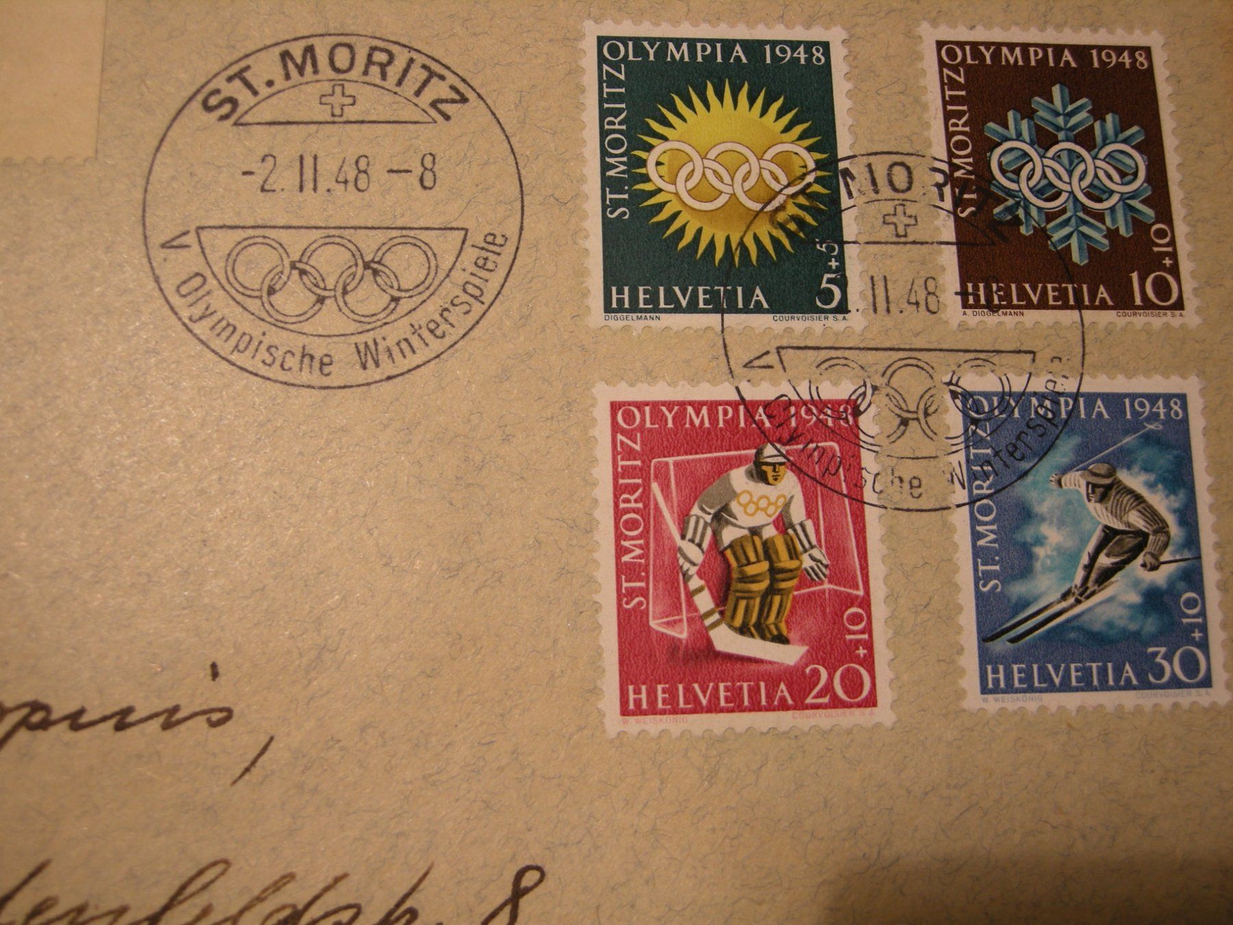 Tutti i francobolli: 1948 ST. MORITZ OLYMPISCHE WINTERSPIELE – Usato da Eschenbach SG venduto da eDaisy 1