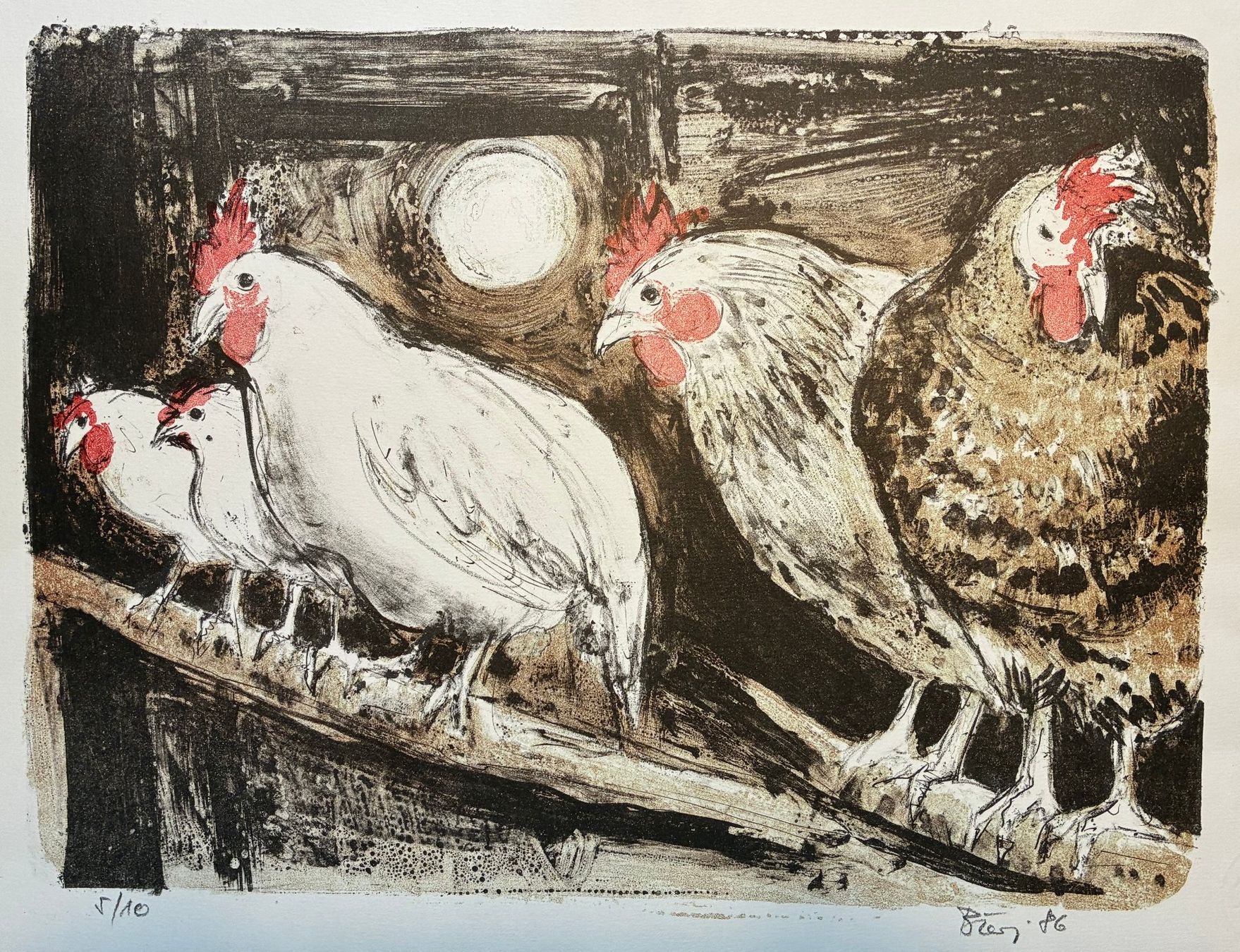 Grafiken & Lithographien: BIERI - Hühner- Lithographie – Gebraucht aus Meinisberg von duveen