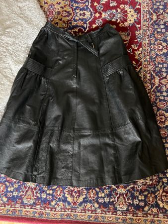 Vintage Lederrock Schwarz mit Gürtel