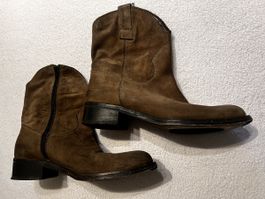 Wildleder Stiefeletten, braun/grün , Gr. 41