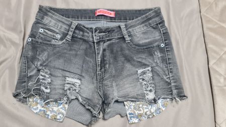 Coole LD Style Jeans Shorts, Grau, Gr. 36/S, Sommer!