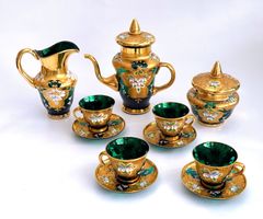 Hochwertiges Teeservice aus Murano-Glas im "Trefuochi"-Stil*
