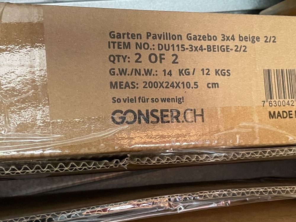 Gonser Tende & Padiglioni: Garten Pavillon 3x4m, Beige, neu, original verpackt. – Nuovo e nell'imballaggio originale da Brunnen venduto da ysi_g8tr 2