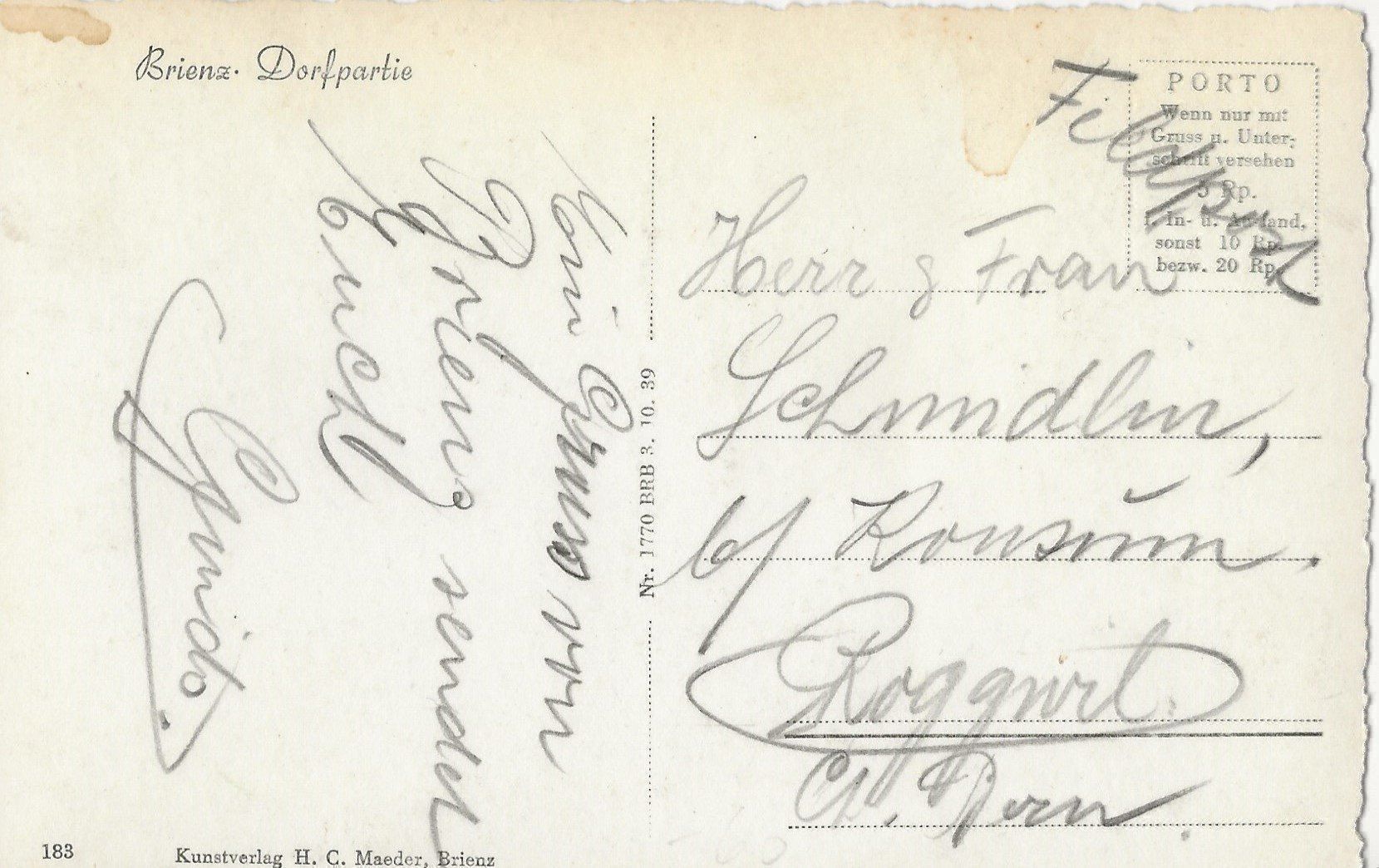 Cartoline postali: Brienz, Dorfpartie – Usato da Frauenfeld venduto da Merk52 1
