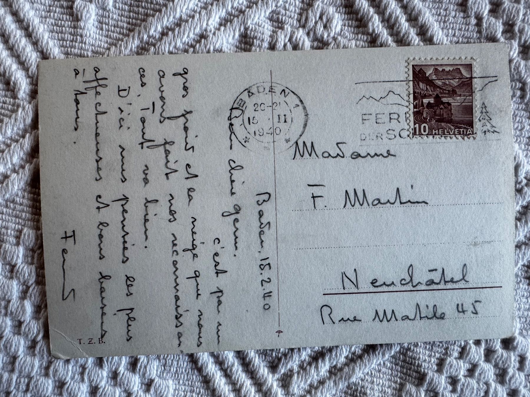 Cartoline postali: Ansichtskarte gelaufen 1940 Baden – Usato da Vellerat venduto da joromaur 1