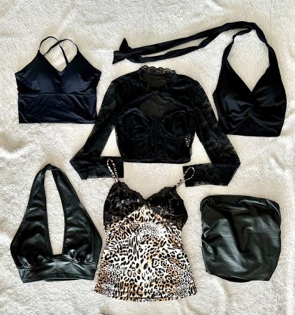 Paket 6 x Top Oberteil M Schwarz Leoprint, neu / neuwertig