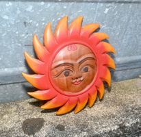 handgeschnitzte Vintage Holz „ SONNEN - GESICHT „ wanddeko