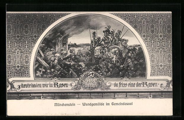 Cartoline postali: Münchenstein, Wandgemälde im Gemeindes – Usato da Berlin venduto da bartko-reher