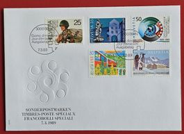 WERBE 770 - 774 FELDPOST DELEMONT RHB SAINT BERNARD 1989 FDC