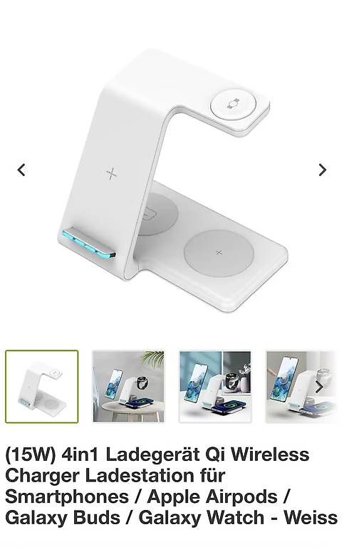 Caricabatterie: 4in1 Ladegerät Qi Wireless Charger Ladestation – Nuovo e nell'imballaggio originale da Kehrsatz venduto da bianca69 4
