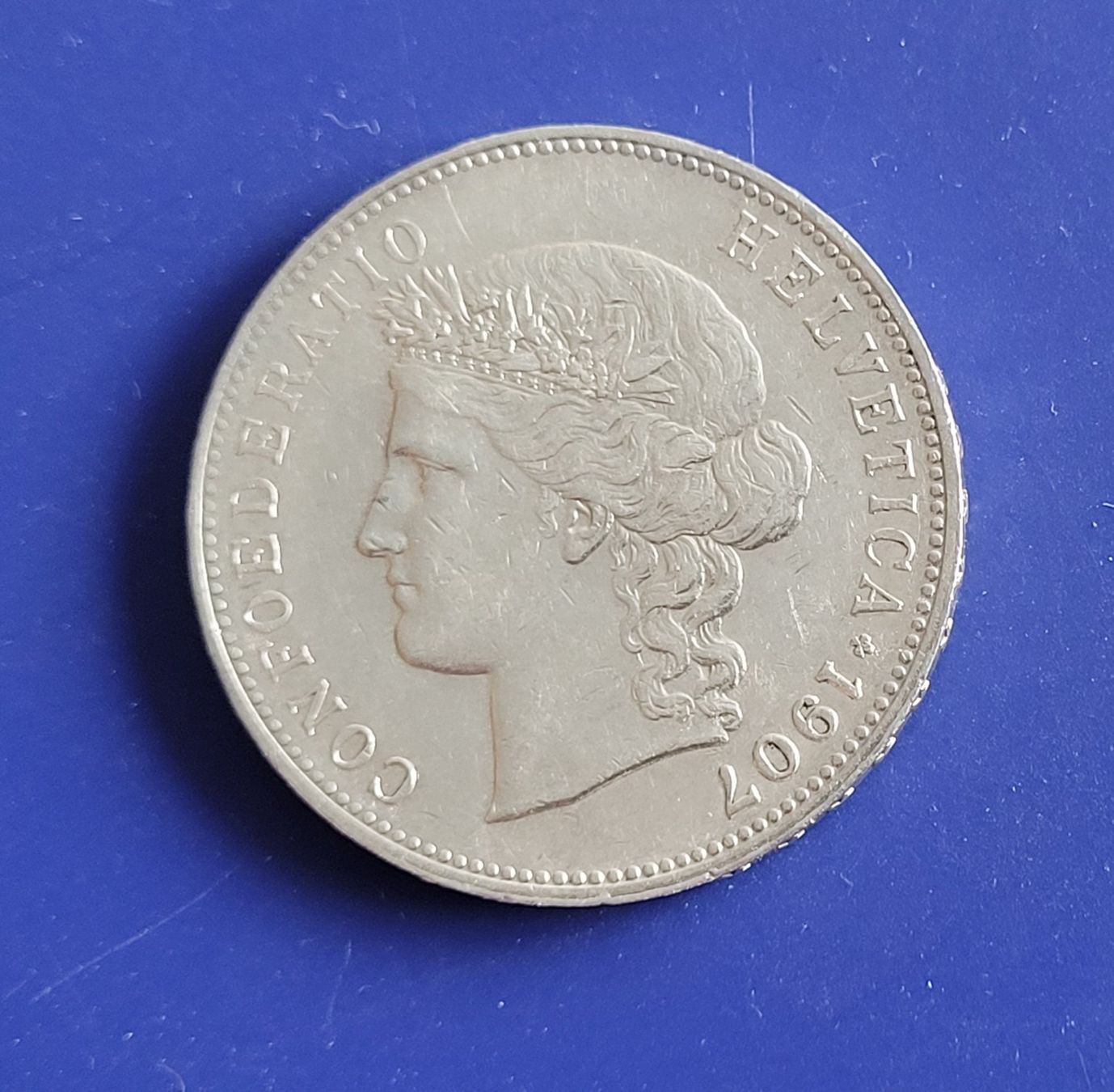 Tutti le monete: Silber Schweiz 5 Fr. 1907 B – Usato da Winterthur venduto da Cruiser3