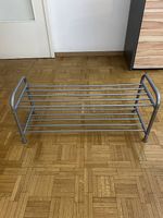 Étagère à chaussures métallique grise  2 niveaux