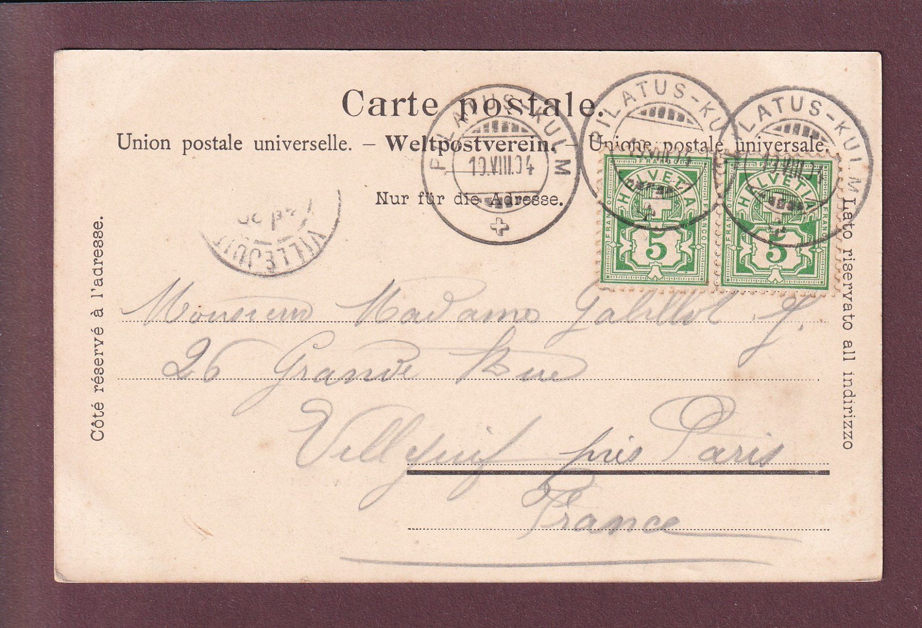 Cartoline postali: PILATUS-BAHN - Wolfortsviadukt - 1904 – Usato da Pully venduto da nicecards 1
