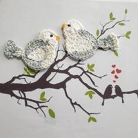 2 Stück Vogel Spatz Paar gehäkelt (crochet uncinetto) 923