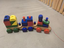 Holz Zug Stapelturm Bausteine Farb-Mix für Kinder, Früh