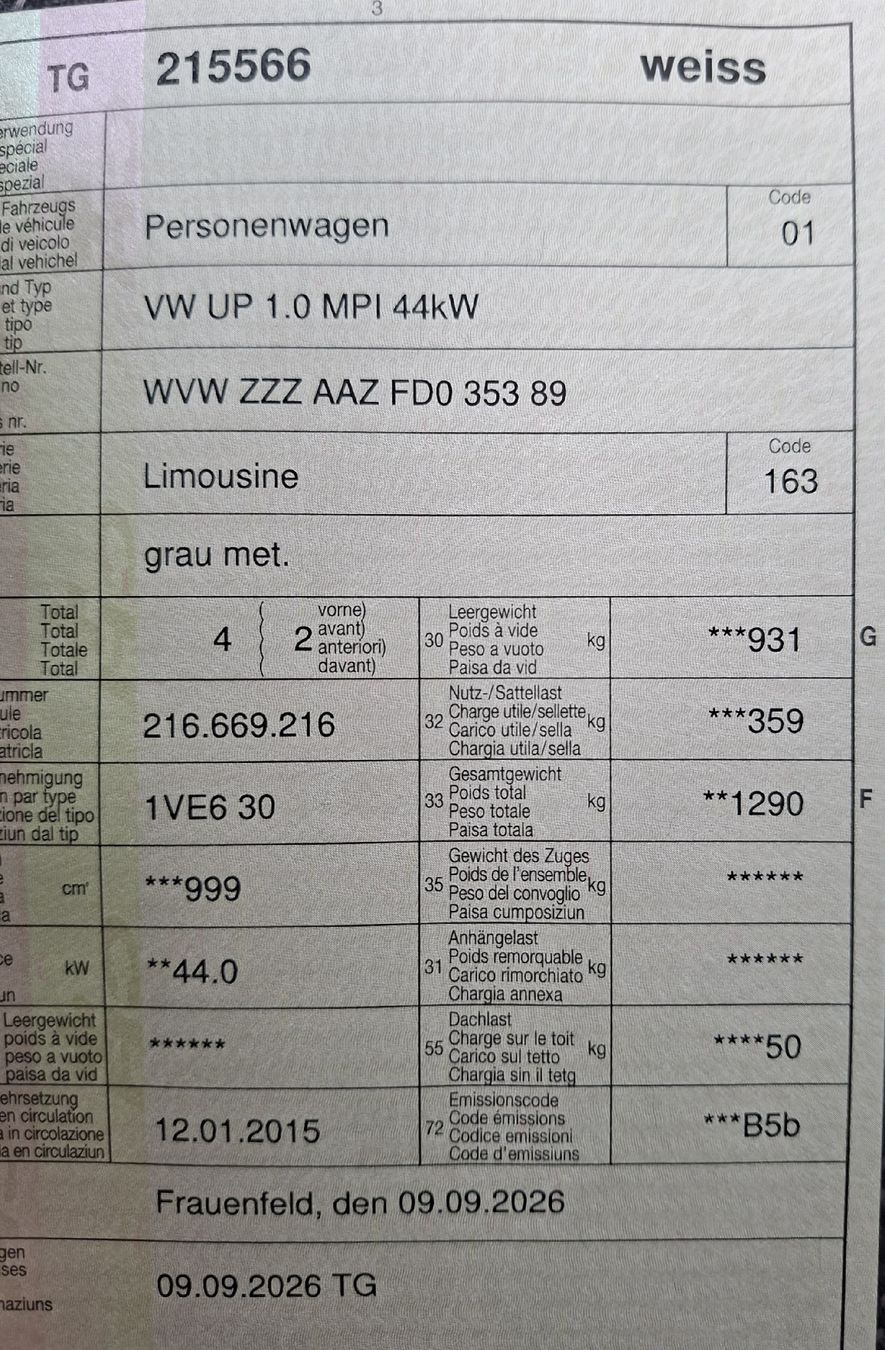 VW Automobili: VW UP Silber Top Zustand – Usato da Weinfelden venduto da Lehics 6