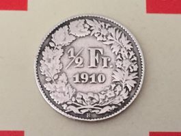 1/2 Franken 1910 ss, nur 1,0 Mio!