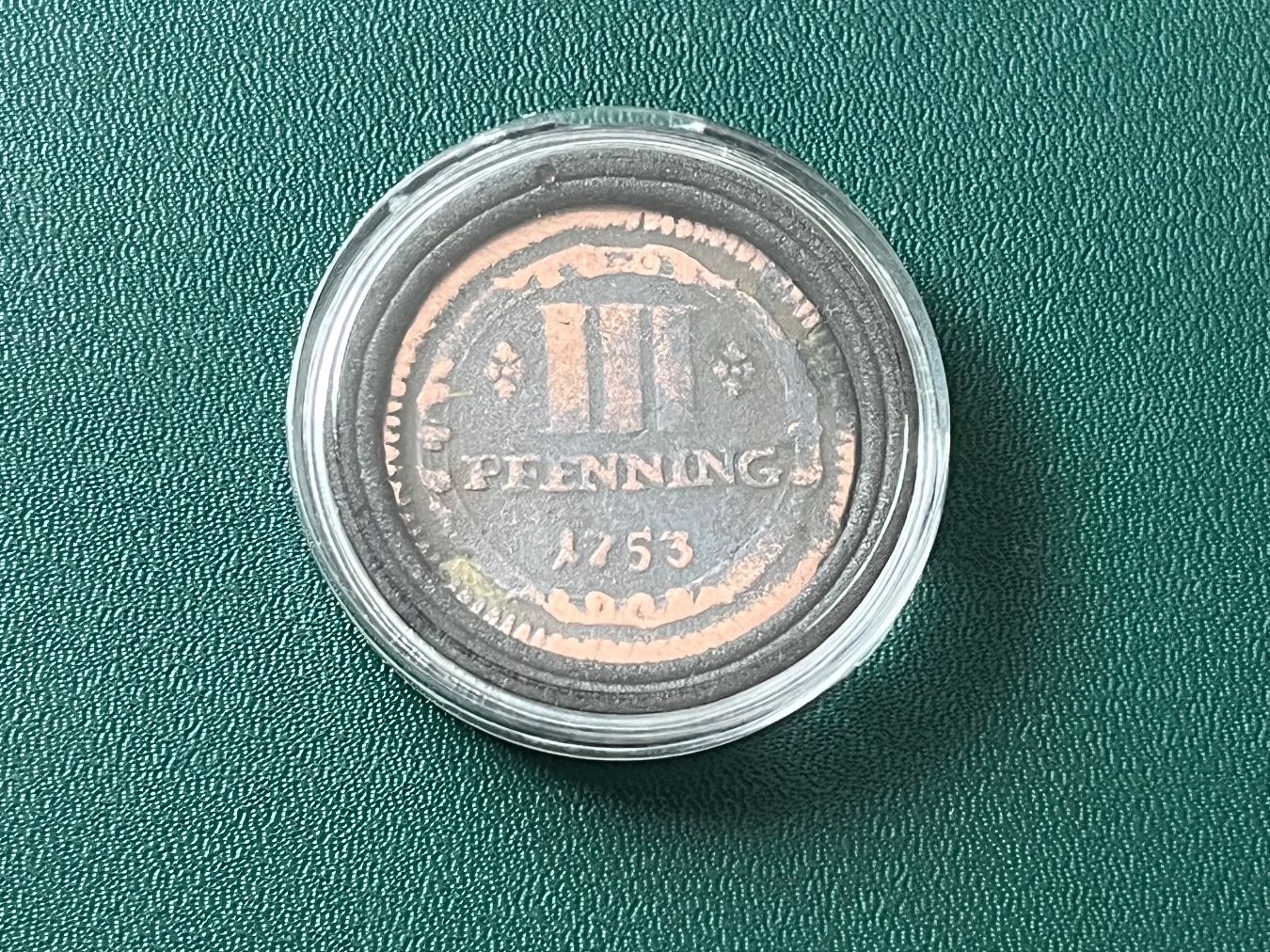 Tutti le monete: Seltene 3 Pfennig 1753 St. Paulus – Usato da Neuenhof venduto da Shadow- 1