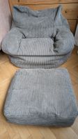 Big Bertha Lounge Pug Sessel mit Hocker, grau