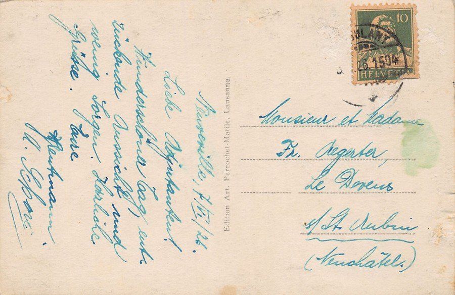 Ansichtskarten: Neuveville, La Cascade, circulée 1926 – Gebraucht aus Frauenfeld von POML 1