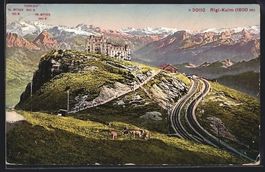 Rigi-Kulm, Bahngleise zum Hotel, Blick z