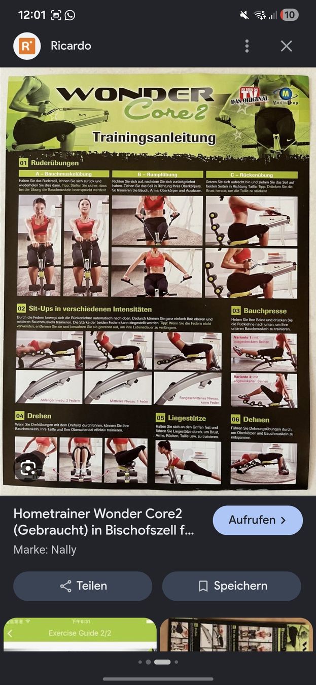Hometrainer: Fitnessgerät WonderCore 2 – Usato da Kappel SO venduto da jon_558w 4