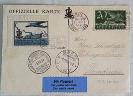 JB48) 1926 Flugpostbrief, Vignette, schwarzem Sonderstempel