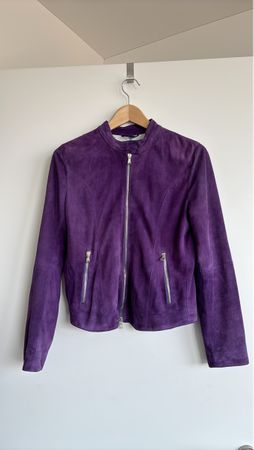 Purple Suede Leather Jacket, S, Leonardo