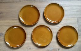 5 vintage Rössler Dessertteller Frühstücksteller braun