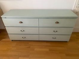 MALM Kommode mit 6 Schubladen – Light Sage Green / elegant