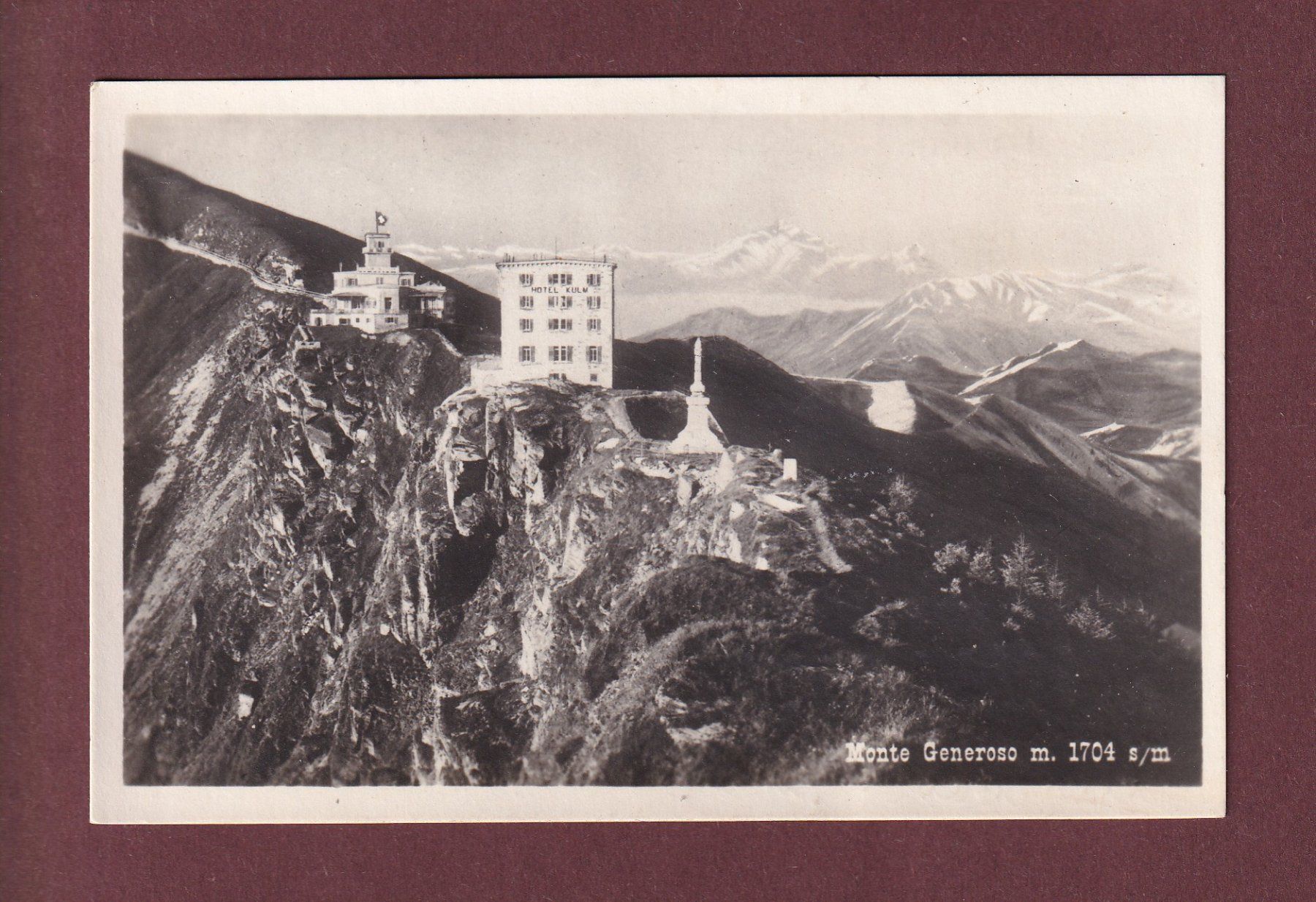 Cartoline postali: MONTE GENEROSO - Hotel Kulm - 1928 – Usato da Pully venduto da nicecards