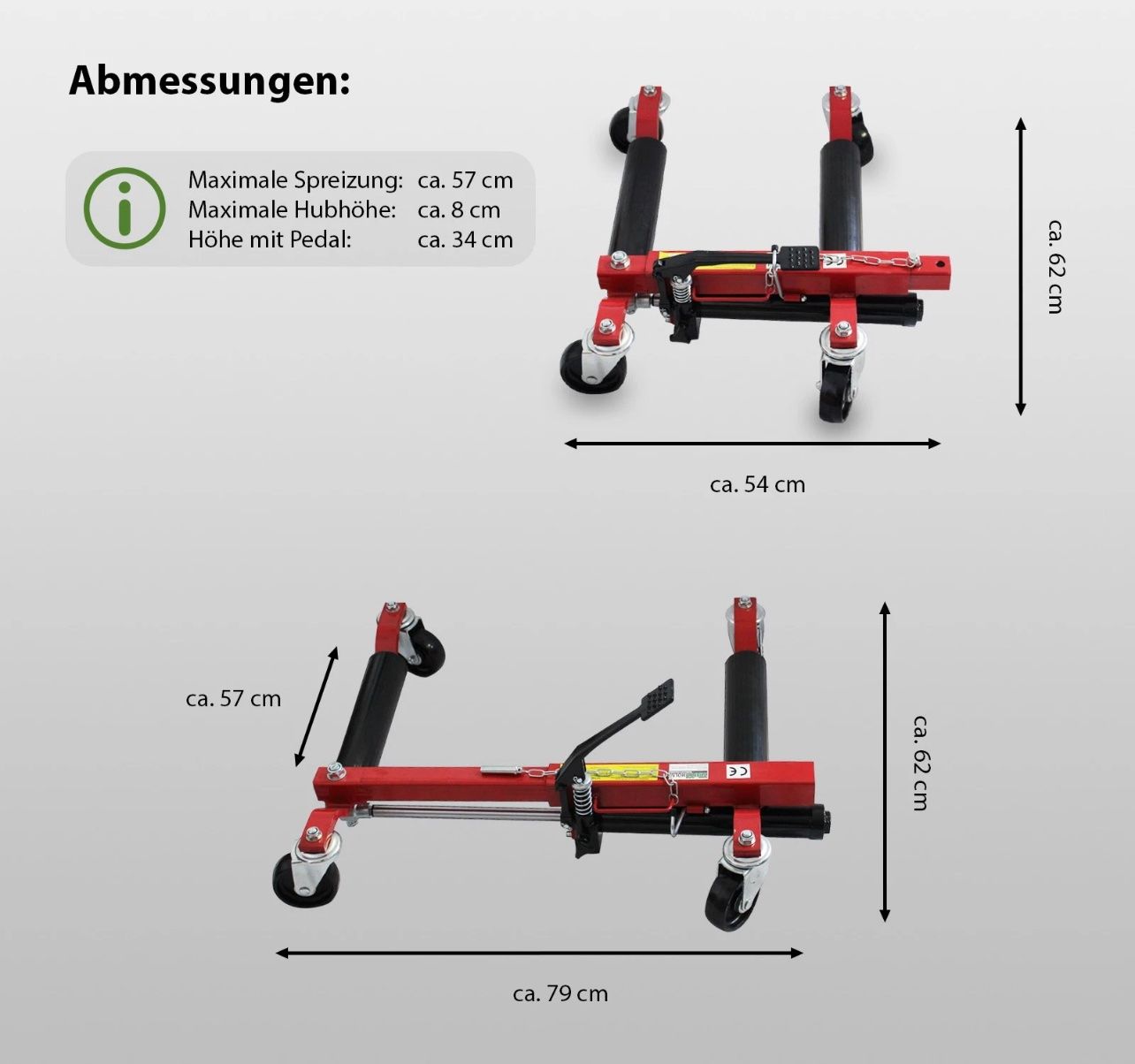 Alle Werkzeuge: 2x Rangierhilfe Wagenheber Rangierheber hydraul Rangierrolle – Neu und originalverpackt aus Amriswil von JaJa-Express 2