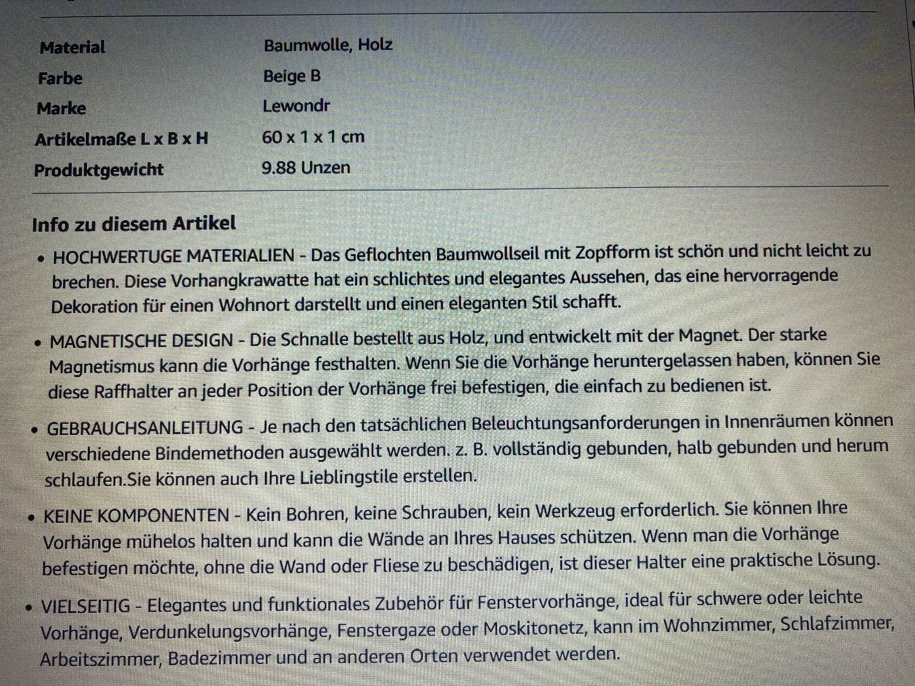 Tende: Vorhang raffler neu baumwollseil – Nuovo (secondo la descrizione) da Bever venduto da dvojca 4