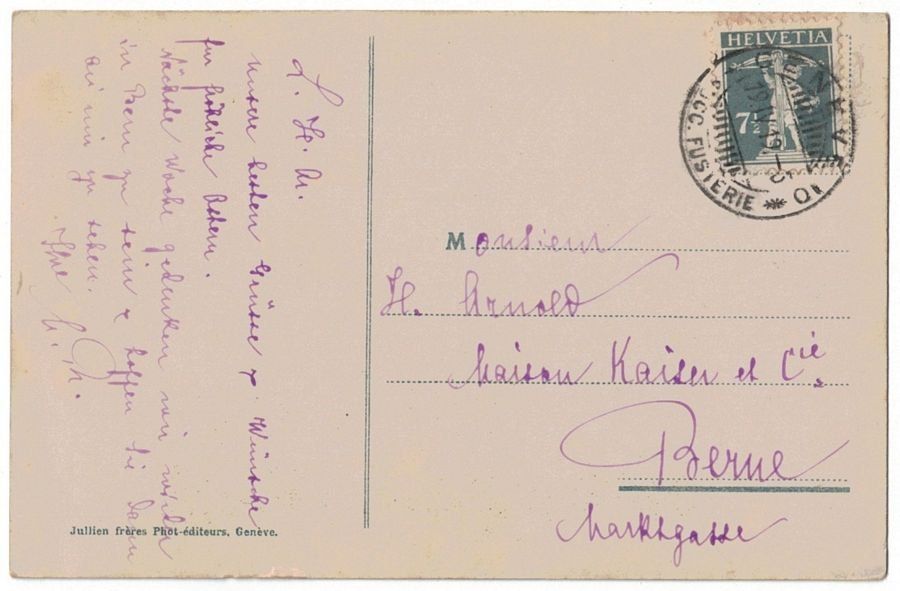 Cartoline postali: Genève, Tour du Molard, colorée, circulée 1919 – Usato da Frauenfeld venduto da POML 1