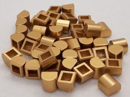 Lego 50 Stk. Plate 1x1x2/3 outside bow (goldig)