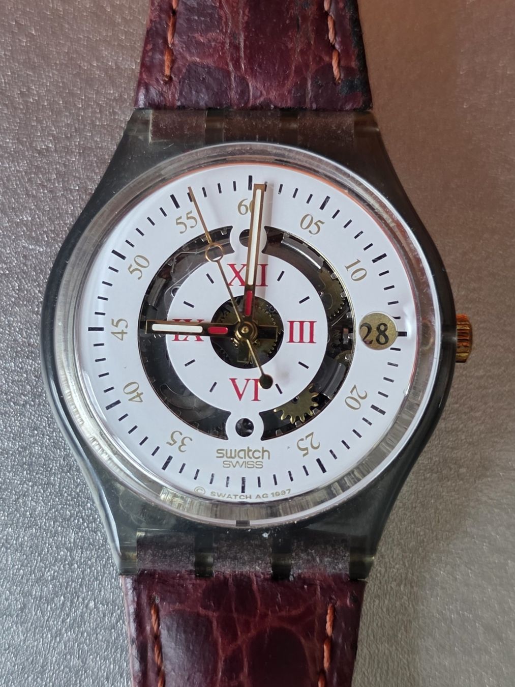 Swatch Orologi: Swatch Vintage mit Lederarmband – Usato da Oftringen venduto da Nicopass