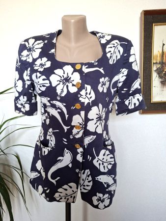 Veste / Blazer ESCADA Coton & Imprimé Marine – Taille 38 (M)