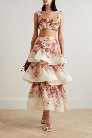 Blumen Jupe und Top Grösse S