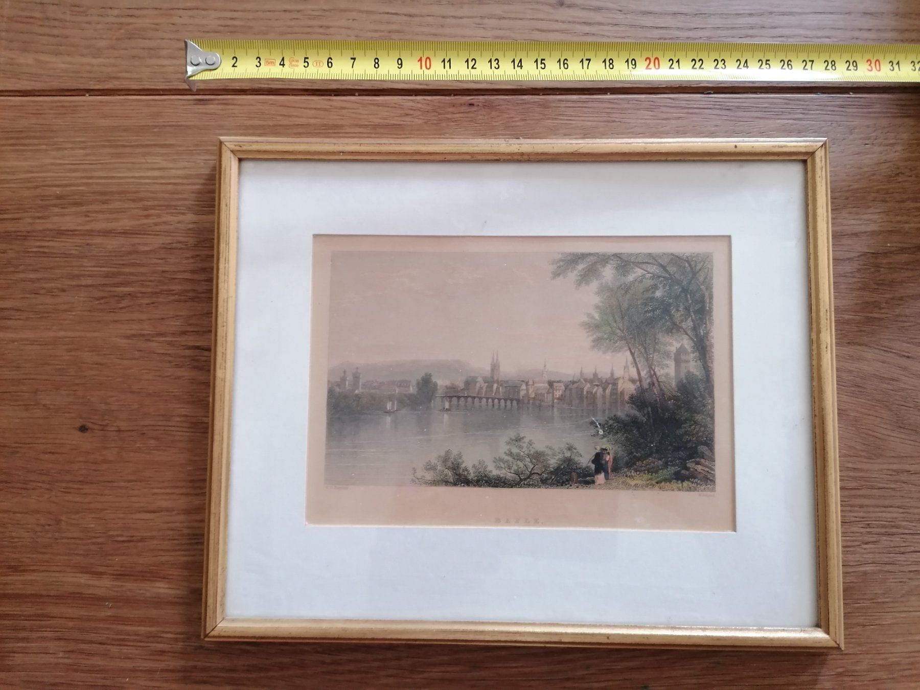 Stiche: Stahlstich "Basle" H.Adlard / W. H. Bartlett um 1850? Basel – Gebraucht aus Schönenbuch von Mentio_SB