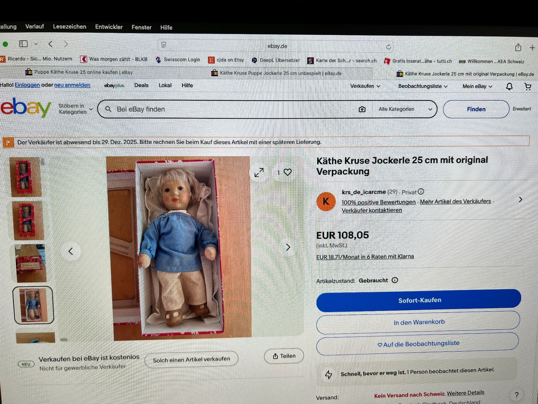 Käthe Kruse Bambole: Käthe Kruse Puppe – Usato da Arboldswil venduto da CJDA 3