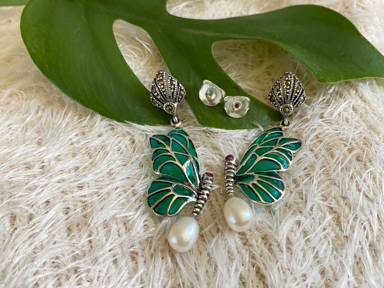 Ohrringe & -stecker: Ohrringe Tiffany Technik mit Perlen und Rubine Silver925 – Neu (gemäss Beschreibung) aus Zürich von LIBELLA13 5