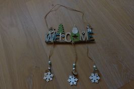 Hübsches Weihnachts-Welcome-Schild aus Holz, neu/unbenutzt