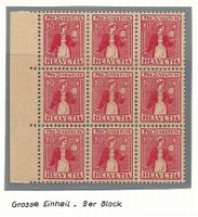 1917, J9 x 9, NEUNERBLOCK ** (2 * MIN. UNENEBENHEITEN)