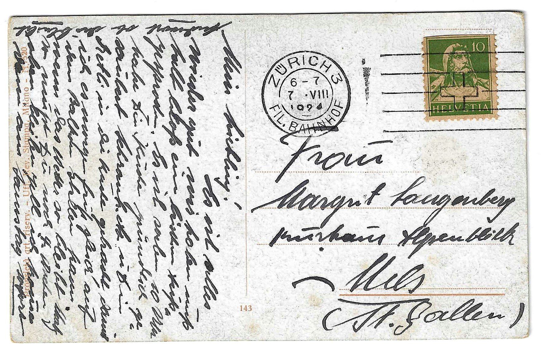 Cartoline postali: Soupirs – Usato da Kloten venduto da kanschweiz 1