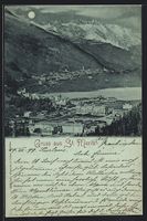 Mondschein-AK St. Moritz, Panorama mit S