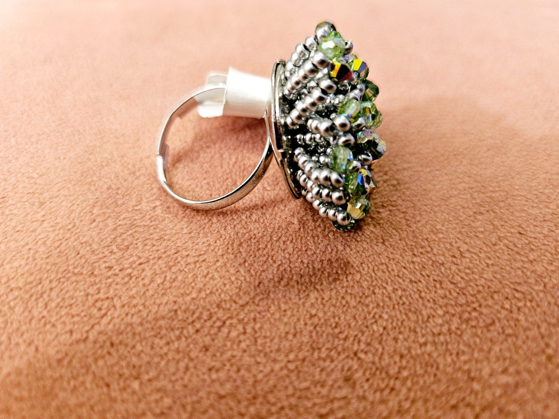 Anelli: Funkelnder Ring aus Swarovski Perlen grün – Nuovo (secondo la descrizione) da Dietikon venduto da Eleda 5