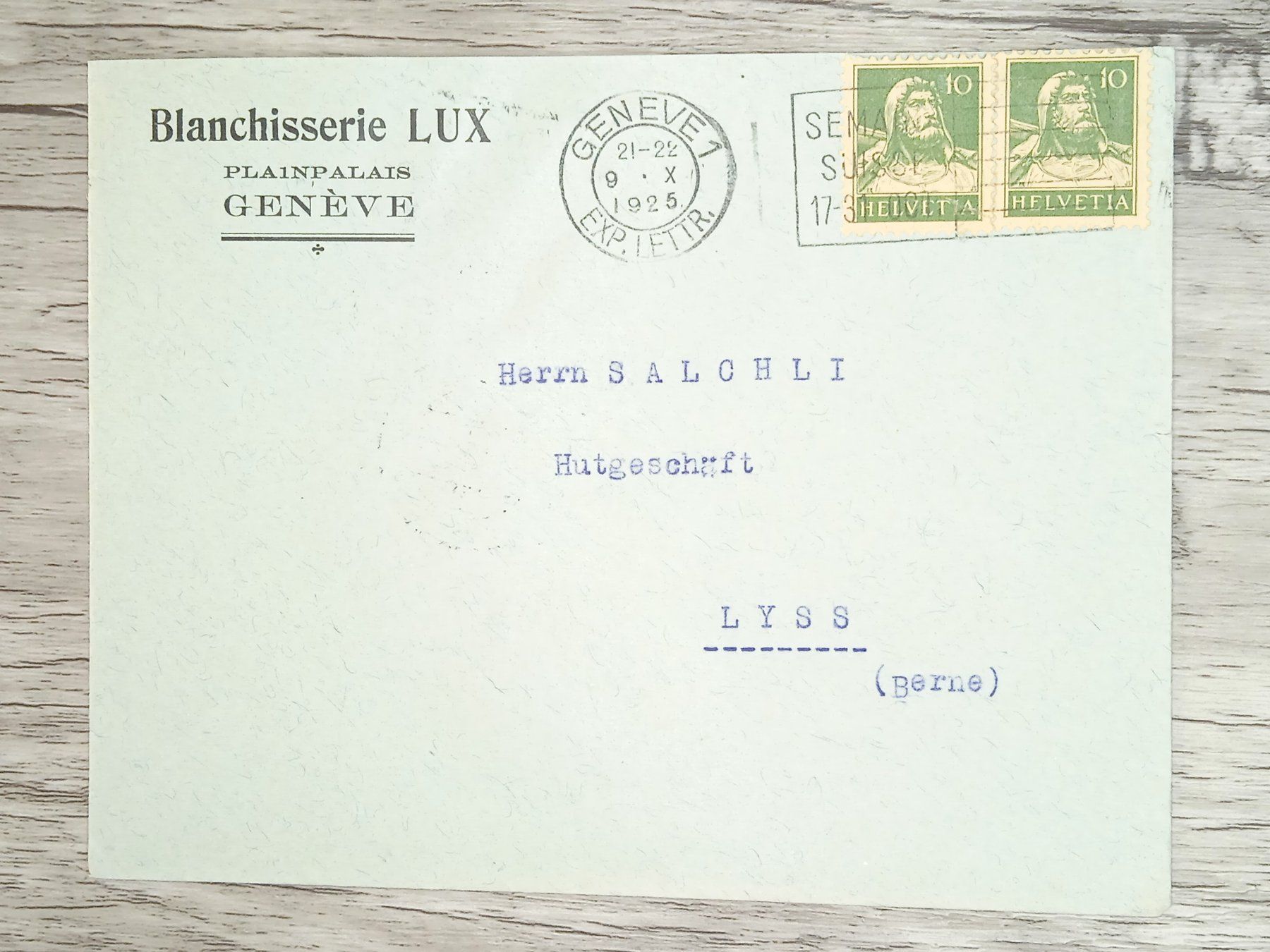 Alle Briefmarken: TR20 Enveloppe + Timbre Suisse 1925 – Gebraucht aus Cousset von Patrick_Collections
